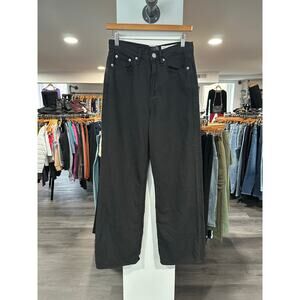 Rag & Bone Logan Mid Rise Wide Leg Black Jeans Size 25